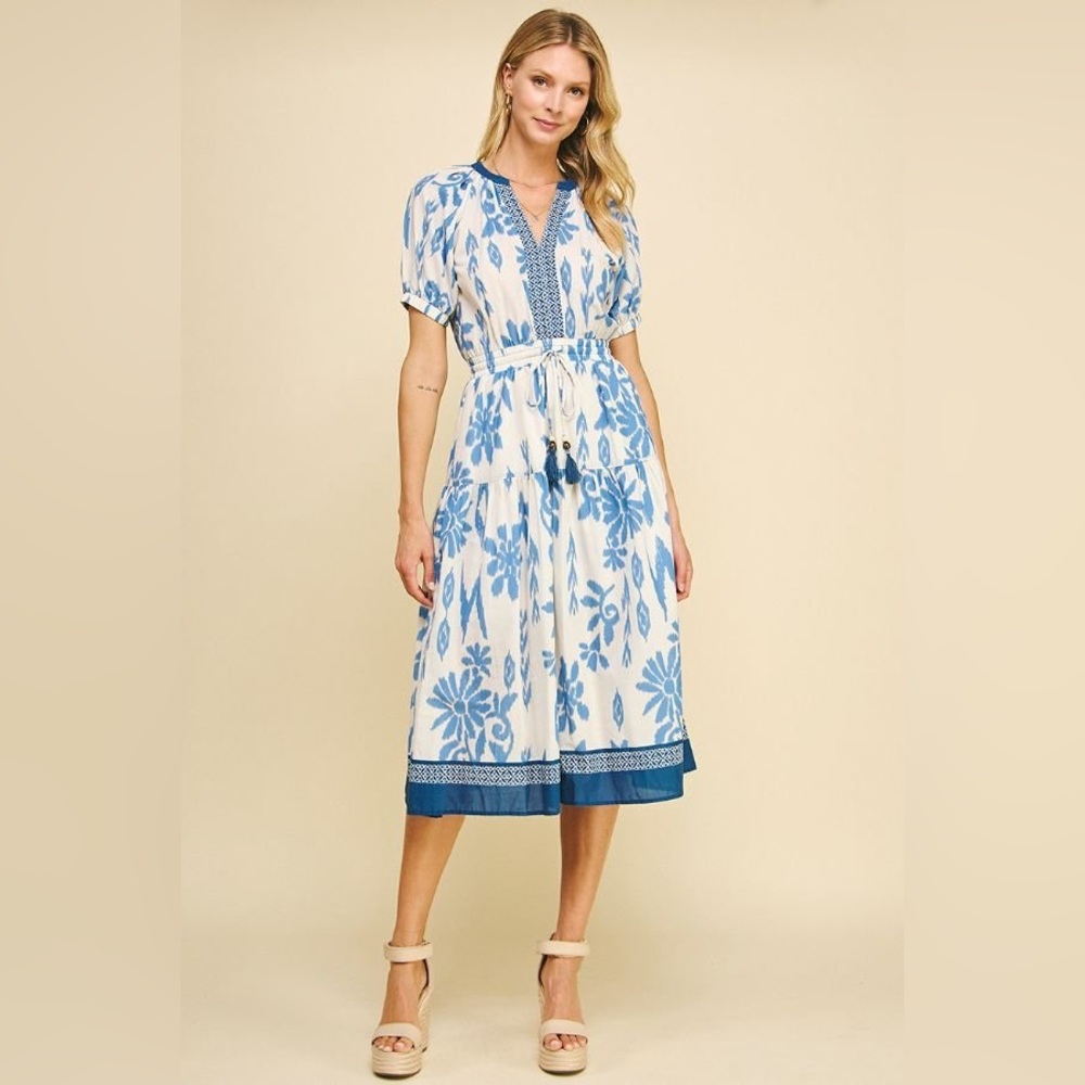 Pinch Contrast Floral Print Midi Dress